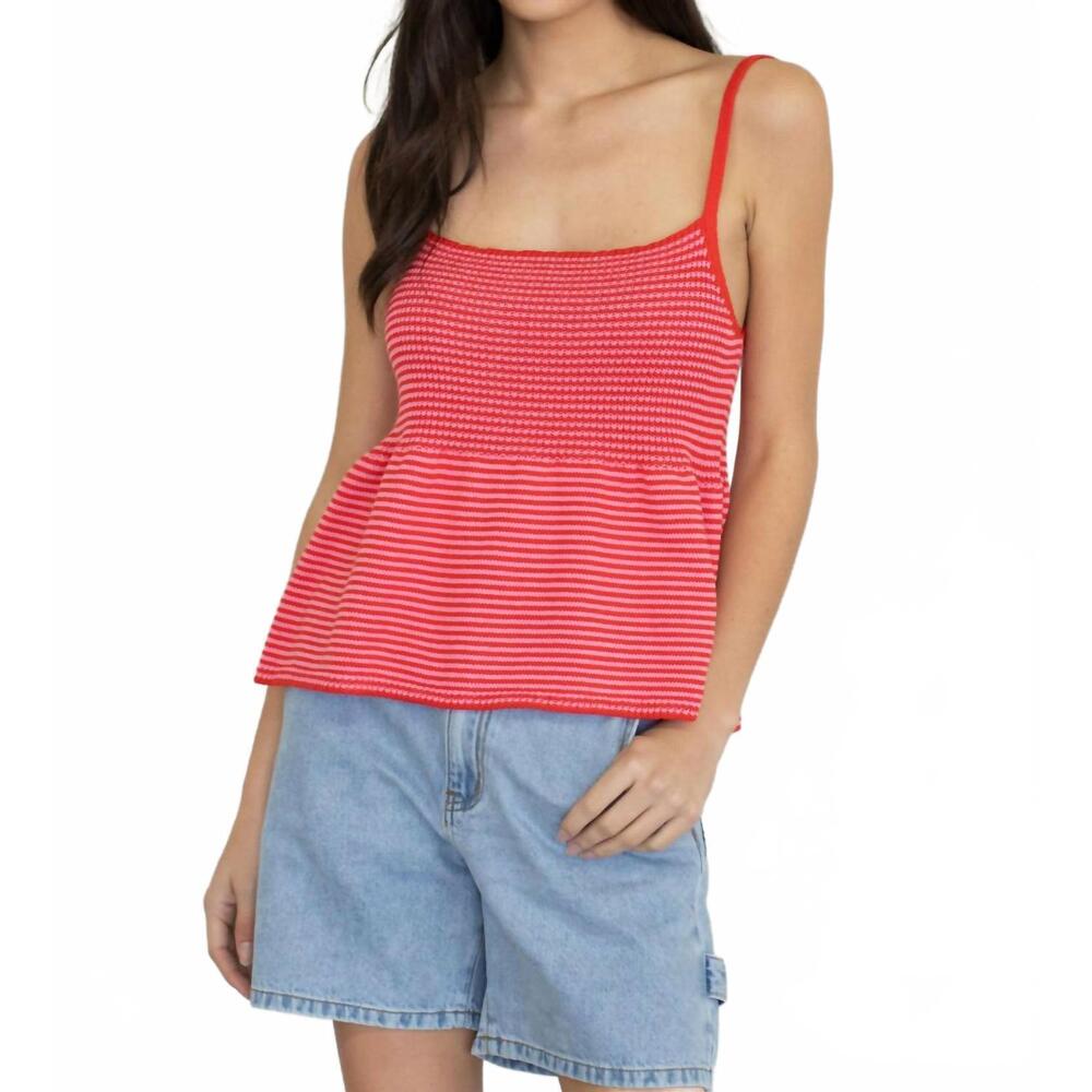 NEW AZALEA ashlee knit stripe tank top in red/white